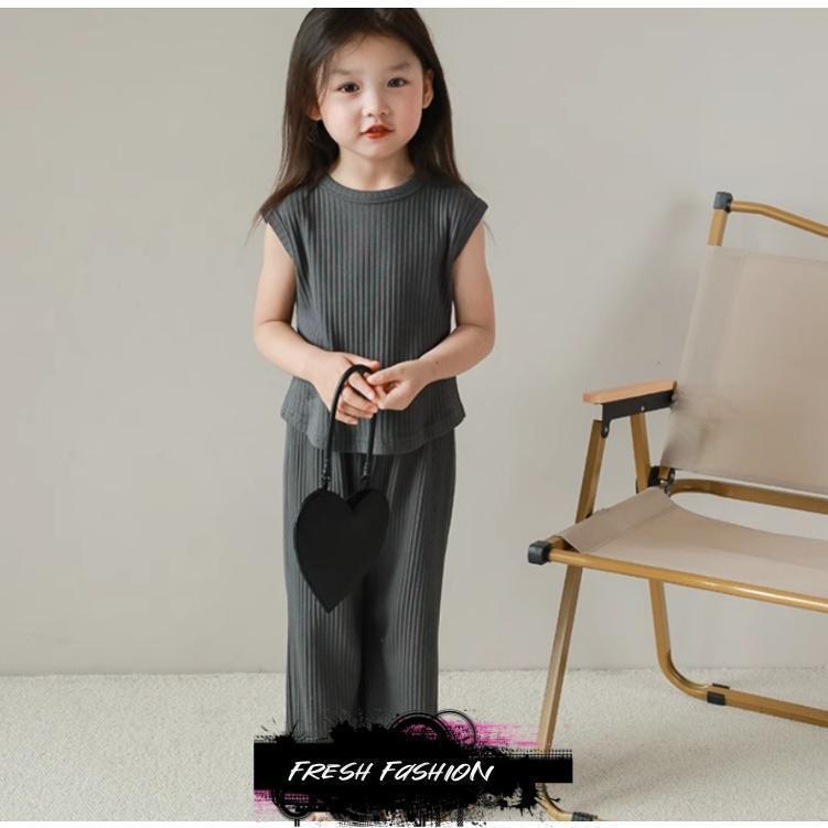 子供服 セットアップ 夏 韓国子供服 女の子 ジュニア キッズ 上下セット 無地 Tシャツ 半袖 ガウチョパンツ  可愛い おしゃれ 通学着 通園着 | ブランド登録なし | 03