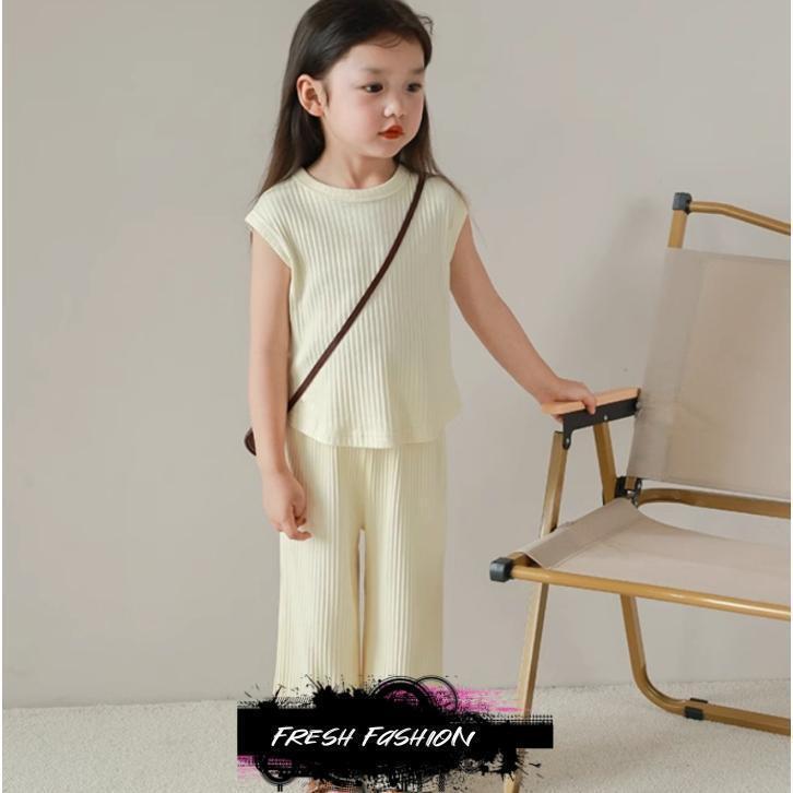 子供服 セットアップ 夏 韓国子供服 女の子 ジュニア キッズ 上下セット 無地 Tシャツ 半袖 ガウチョパンツ  可愛い おしゃれ 通学着 通園着 | ブランド登録なし | 04