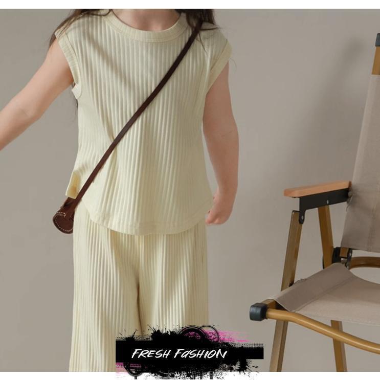 子供服 セットアップ 夏 韓国子供服 女の子 ジュニア キッズ 上下セット 無地 Tシャツ 半袖 ガウチョパンツ  可愛い おしゃれ 通学着 通園着 | ブランド登録なし | 05