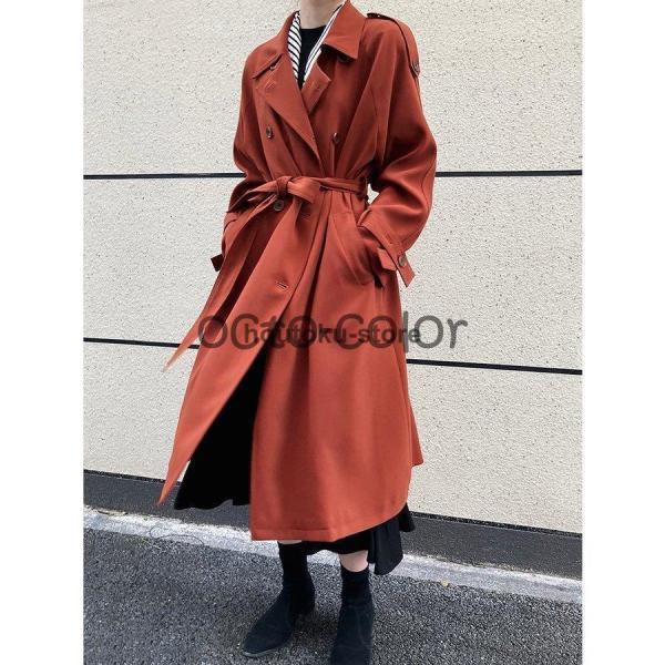 トレンチコート レディース 秋服 春 ロング Aライン ベルト付き