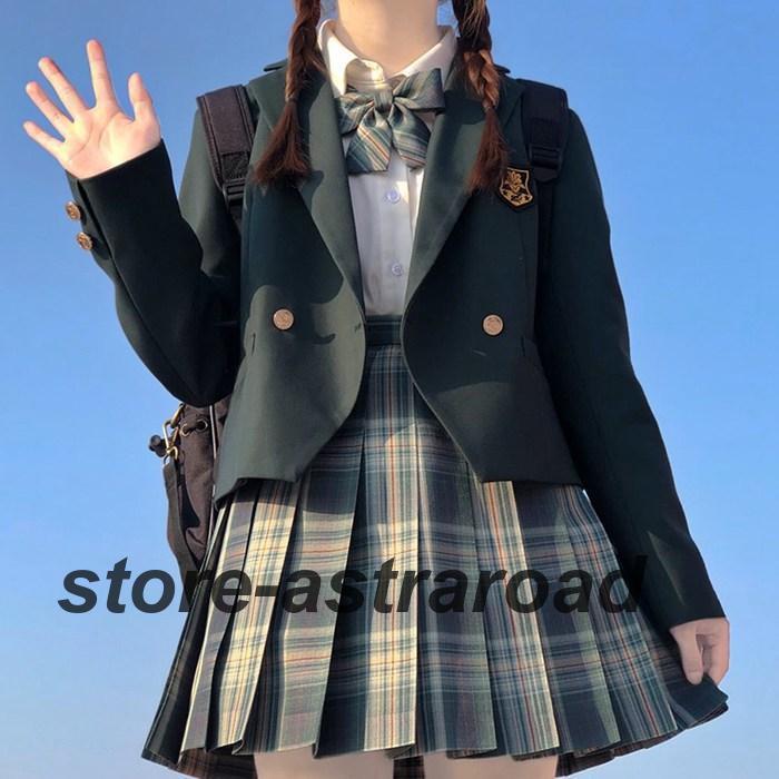 女子高生 制服 リボン ブレザー スカート チェック セット JK 学生 スクール コスプレ ファッション レディース 女子高生の画像