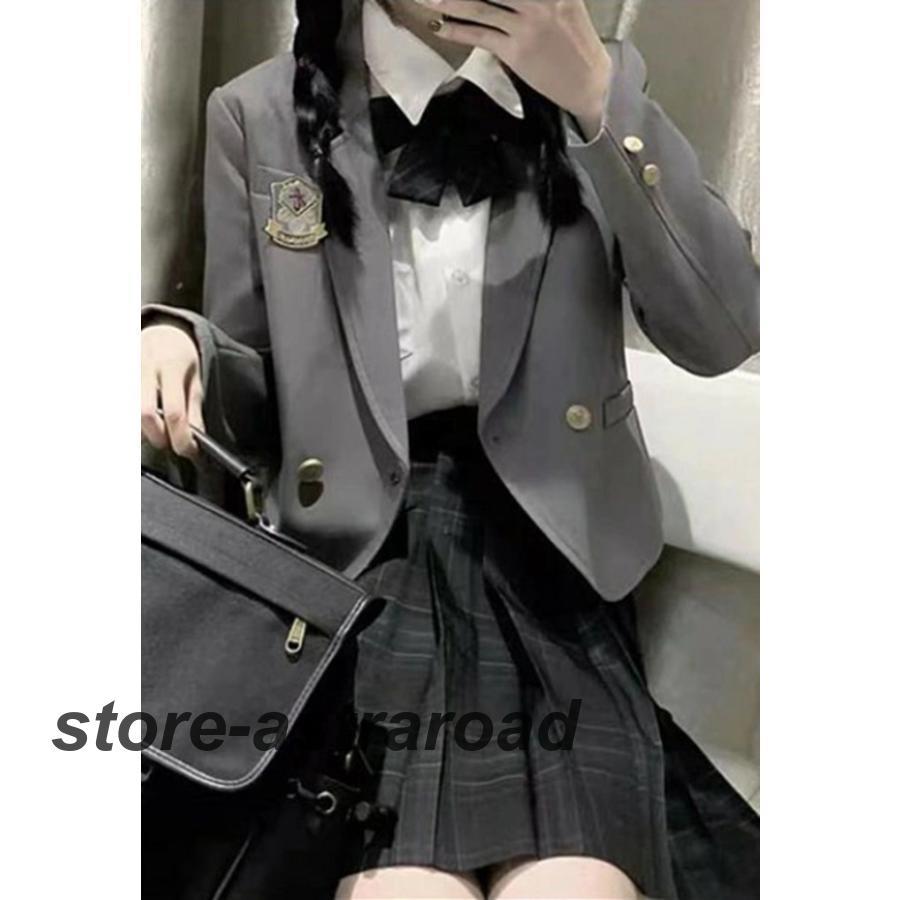女子高生 制服 リボン ブレザー スカート チェック セット JK 学生 スクール コスプレ ファッション レディース 女子高生の画像