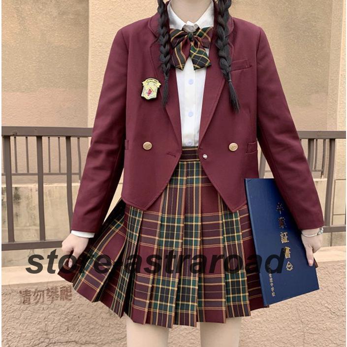女子高生 制服 リボン ブレザー スカート チェック セット JK 学生 スクール コスプレ ファッション レディース 女子高生の画像