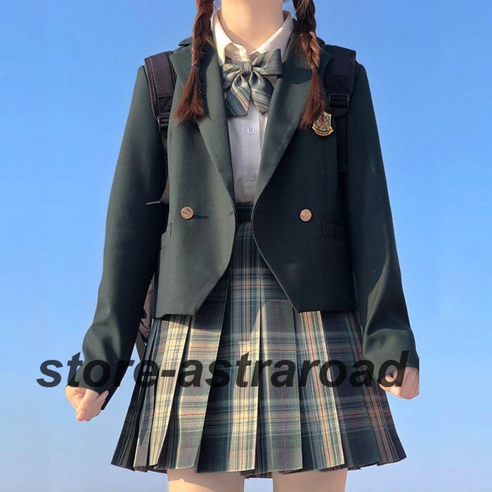 女子高生 制服 リボン ブレザー スカート チェック セット JK 学生 スクール コスプレ ファッション レディース 女子高生の画像