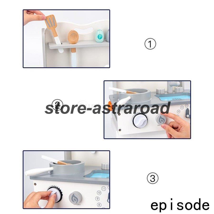 ままごとセット キッチン 木製 折り畳み式 ふりプレイ キッチンセット キッズ 知育玩具 調理器具 料理 収納便利 | ブランド登録なし | 05