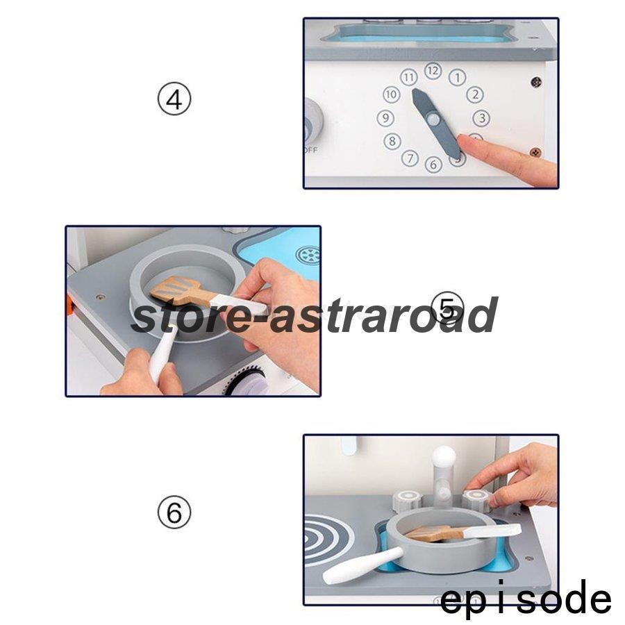 ままごとセット キッチン 木製 折り畳み式 ふりプレイ キッチンセット キッズ 知育玩具 調理器具 料理 収納便利 | ブランド登録なし | 06