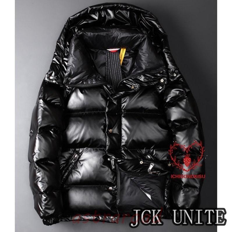 ダウンジャケット メンズ 光沢感 配色 ベルト付き 軽量 デザイン