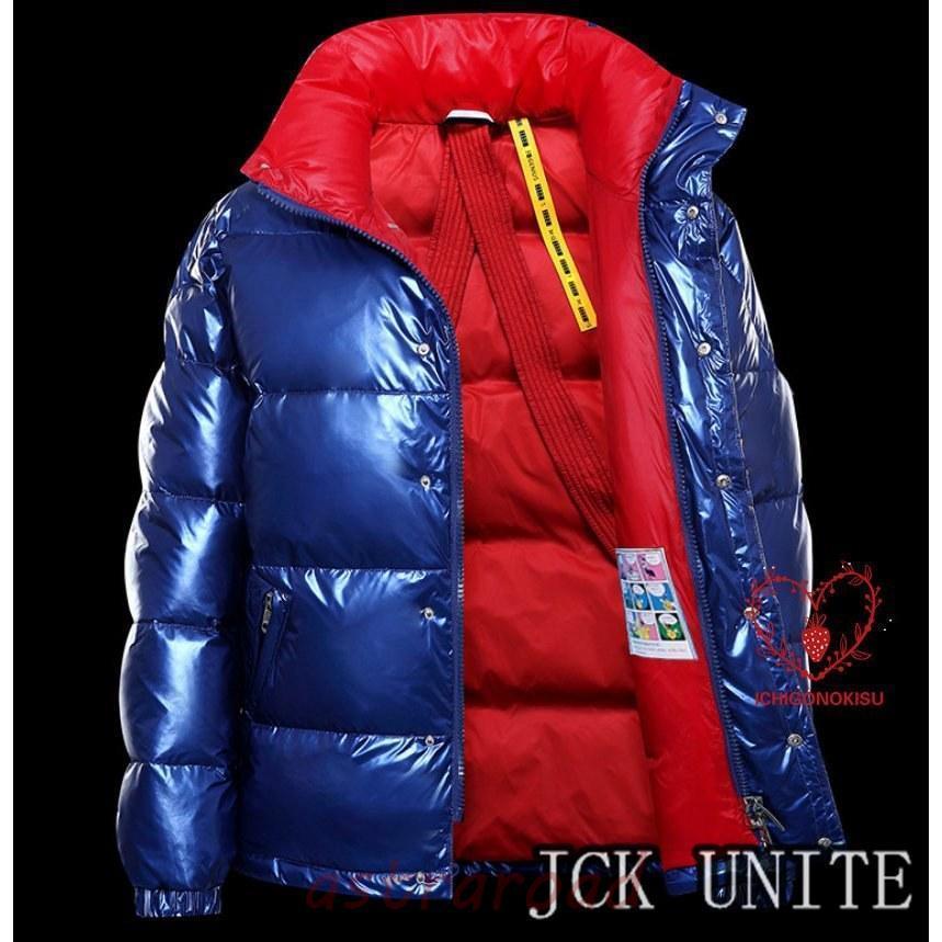 ダウンジャケット メンズ 光沢感 配色 ベルト付き 軽量 デザイン