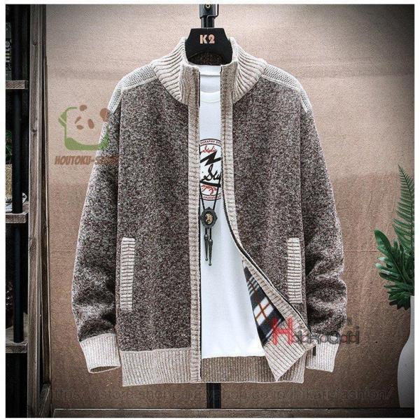 カーディガン メンズ ニットカーディガン 長袖 肘当て付き エルボー