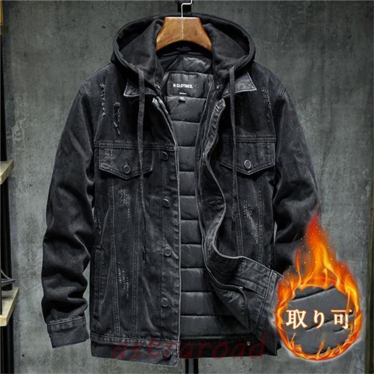 アウター メンズ 中綿ジャケット パーカー デニム フード付き 秋冬