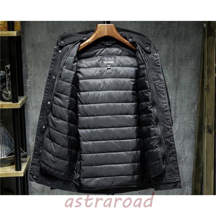 アウター メンズ 中綿ジャケット パーカー デニム フード付き 秋冬