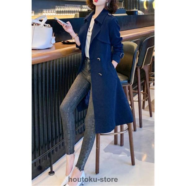 トレンチコート レディース ダブルボタンバーカー ロング丈ジャケット スプリングコート 春コート ライトアウター 秋服 韓国風30代 40代 50代 | ブランド登録なし | 03