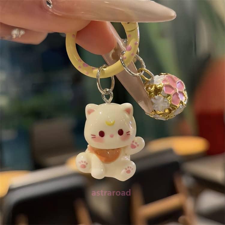 キーホルダー　まとめて6点セット 6個セット】 キーホルダー かわいい お座り猫 キーリング 肉球 鈴付き