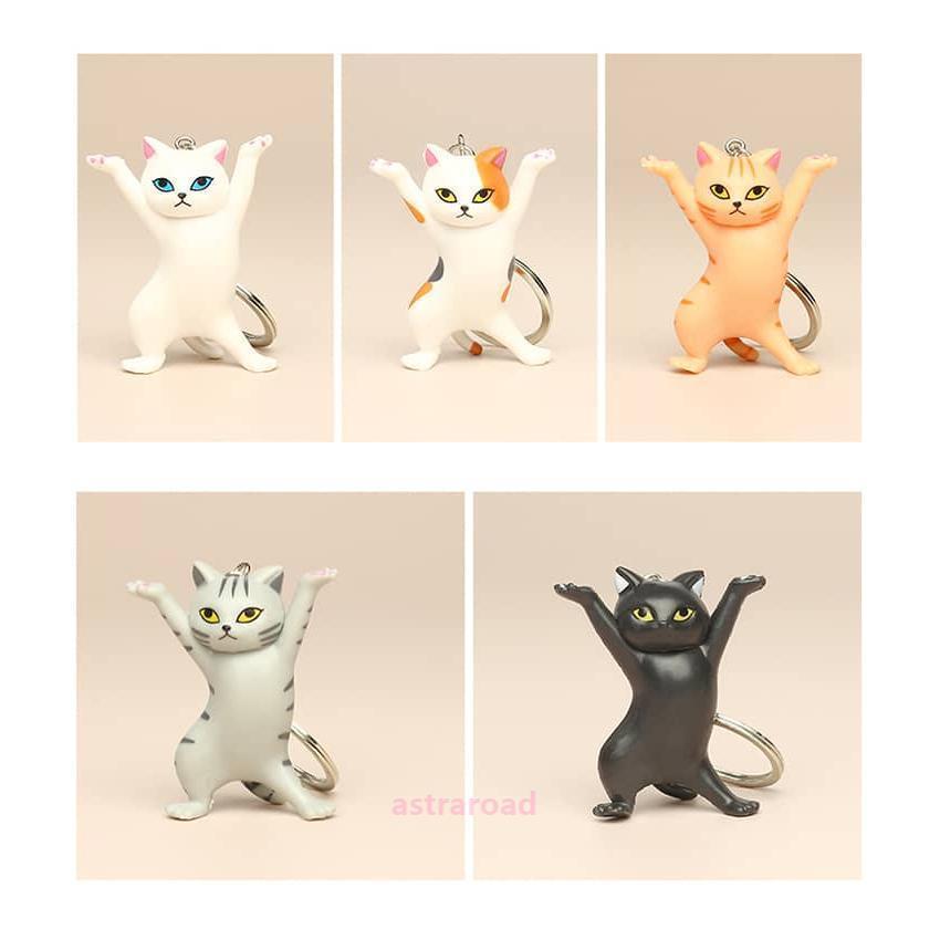 ねこ キーホルダー キーリング 5個セット かわいい キャット バッグ