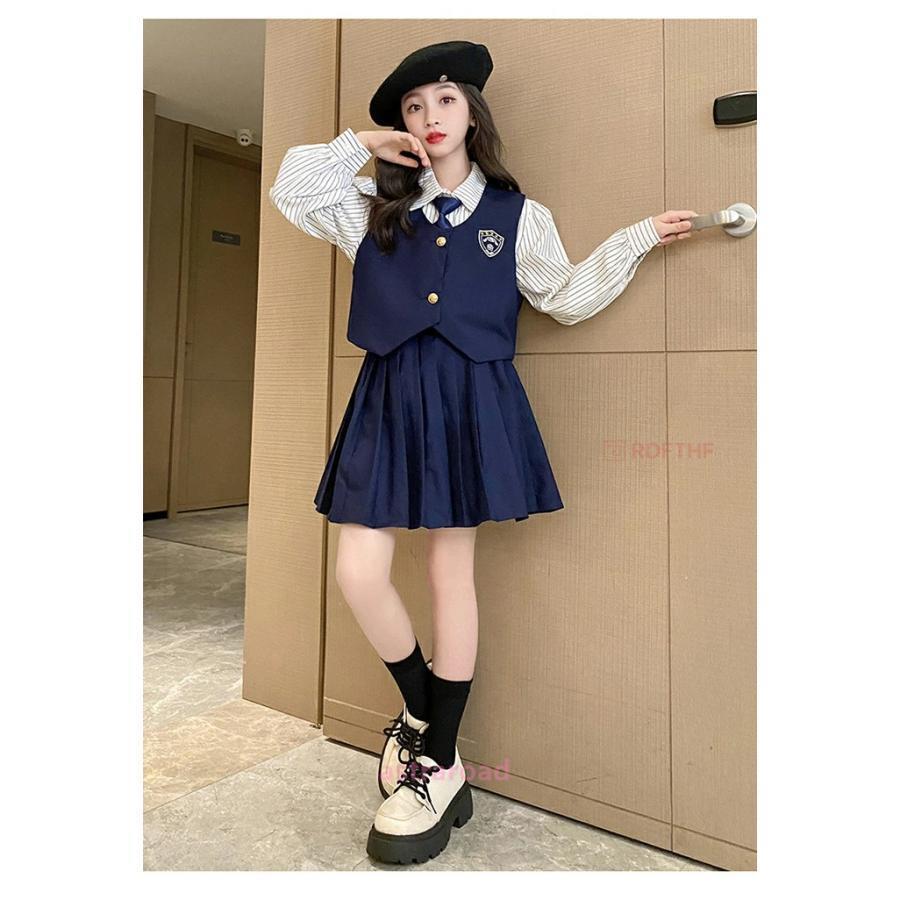 入学式 スーツ 卒業式 キッズ 4点セット JK制服 ベスト ネクタイ