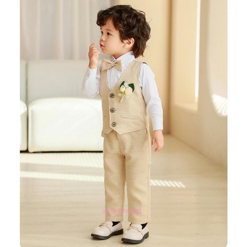 男の子 子供 スーツ 5点セット ベスト シャツ ズボン ネクタイ 80~120cm キッズ フォーマル セットアップ ベビー 子供服 小学生 卒園式 入学式 卒業式 結婚式の画像