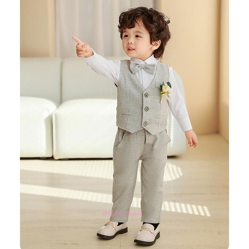 男の子 子供 スーツ 5点セット ベスト シャツ ズボン ネクタイ 80~120cm キッズ フォーマル セットアップ ベビー 子供服 小学生 卒園式 入学式 卒業式 結婚式の画像