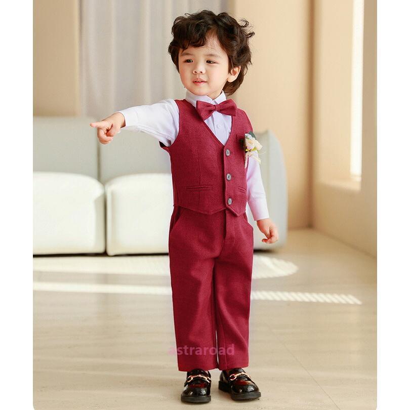 男の子 子供 スーツ 5点セット ベスト シャツ ズボン ネクタイ 80~120cm キッズ フォーマル セットアップ ベビー 子供服 小学生 卒園式 入学式 卒業式 結婚式の画像