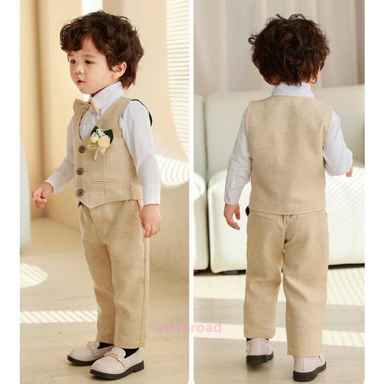 男の子 子供 スーツ 5点セット ベスト シャツ ズボン ネクタイ 80~120cm キッズ フォーマル セットアップ ベビー 子供服 小学生 卒園式 入学式 卒業式 結婚式の画像