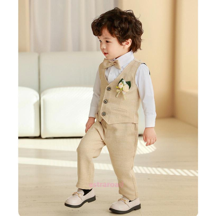 男の子 子供 スーツ 5点セット ベスト シャツ ズボン ネクタイ 80~120cm キッズ フォーマル セットアップ ベビー 子供服 小学生 卒園式 入学式 卒業式 結婚式の画像