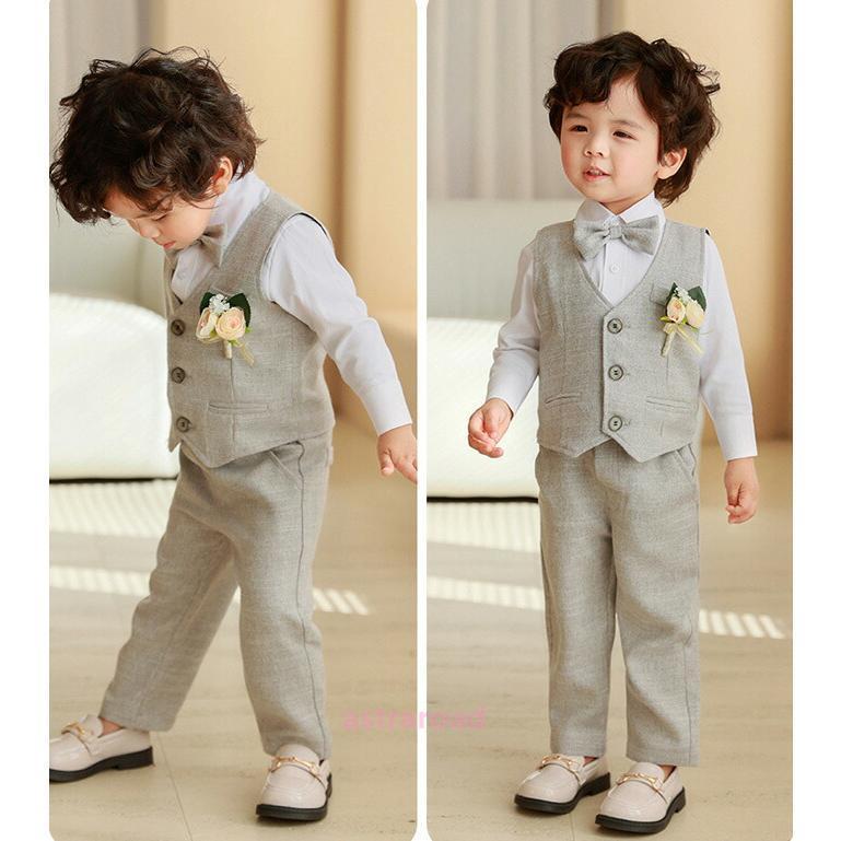 男の子 子供 スーツ 5点セット ベスト シャツ ズボン ネクタイ 80~120cm キッズ フォーマル セットアップ ベビー 子供服 小学生 卒園式 入学式 卒業式 結婚式の画像