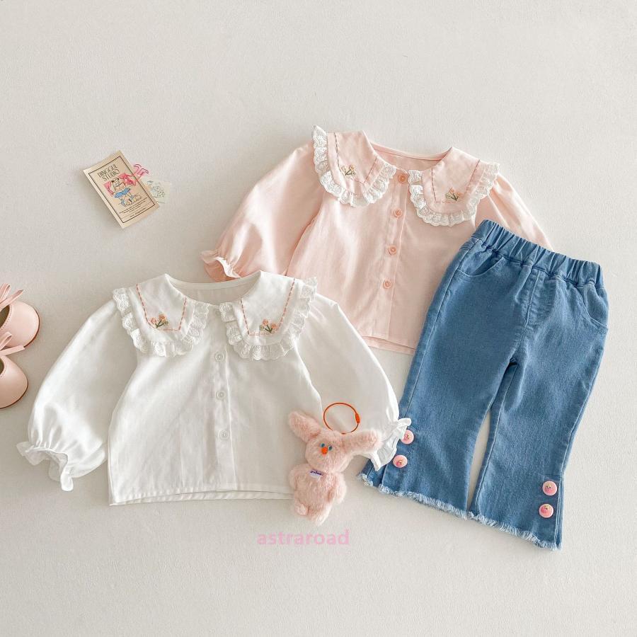 キッズブラウス 女の子 綿 100% 長袖 白シャツ フォーマル レースフリル 入園式・卒園式・入学式 発表会 結婚式 通学・通園 普段着にも 春夏秋冬兼用 |  | 10