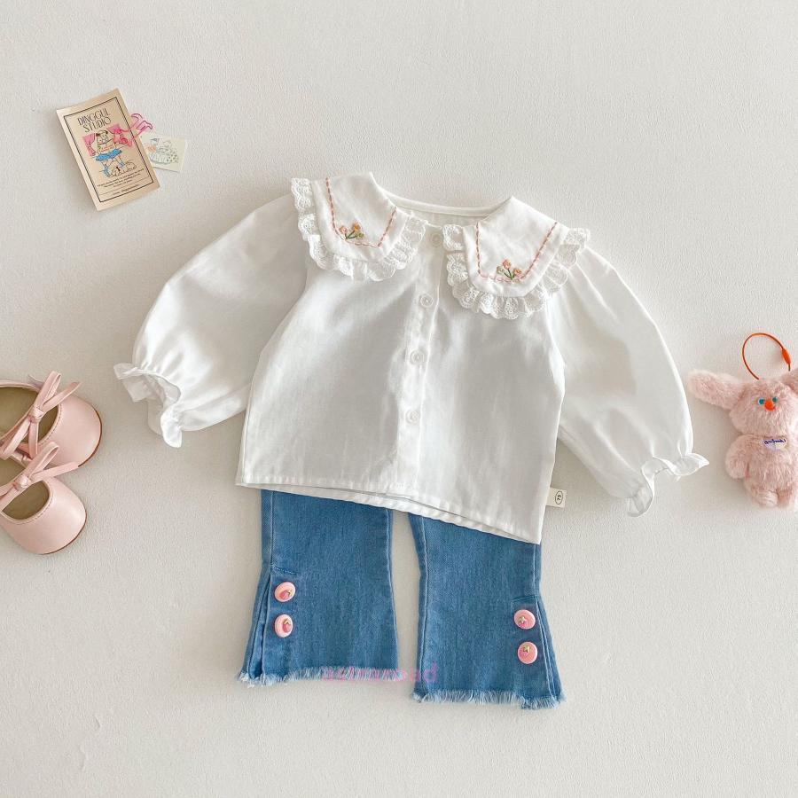 キッズブラウス 女の子 綿 100% 長袖 白シャツ フォーマル レースフリル 入園式・卒園式・入学式 発表会 結婚式 通学・通園 普段着にも 春夏秋冬兼用 |  | 12