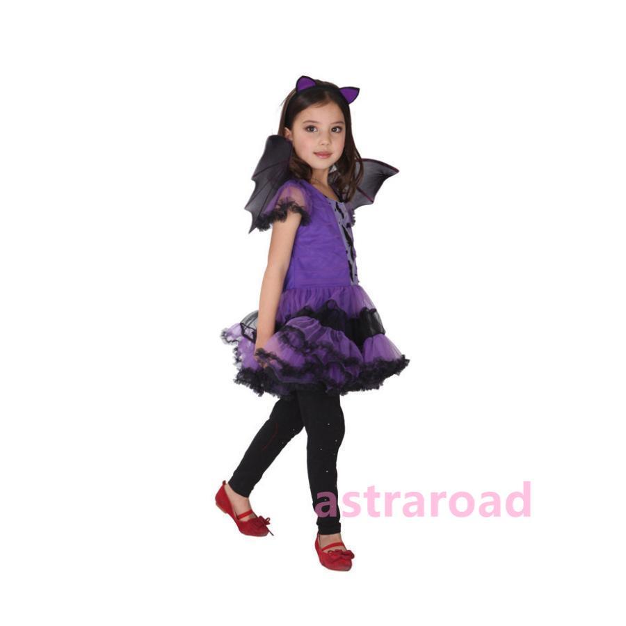 コスプレ 子供 女の子 悪魔 魔女 クリスマス 魔法 ダンス衣装 紫色