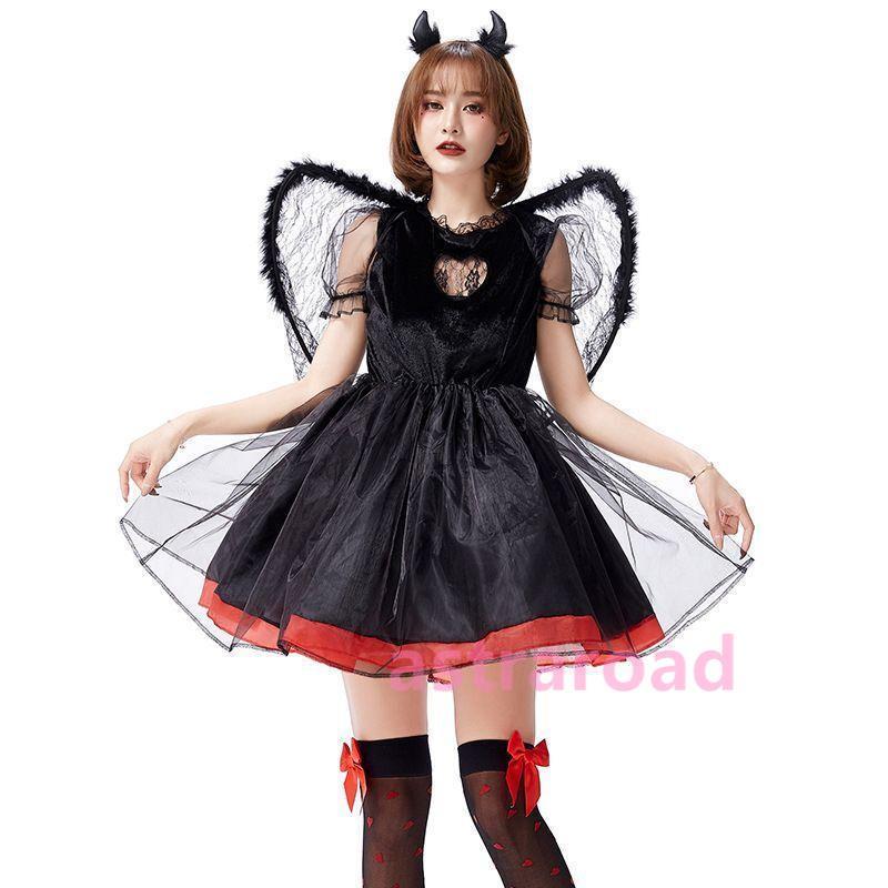 天使 コスチューム 黒天使 悪魔 魔女 ヴァンパイア 女王様 翼 大人用