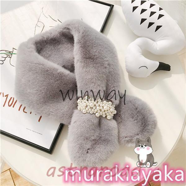 お値下げ♡新品♡もこもこファー マフラー ＆イヤーマフセット ファーマフラー ジューパールクリップ レディース ストール モコモコ