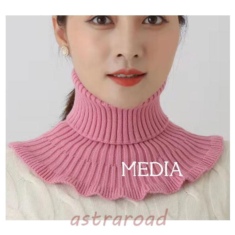 暖か ネックウォーマー レディース スヌード ケーブルニット フリル