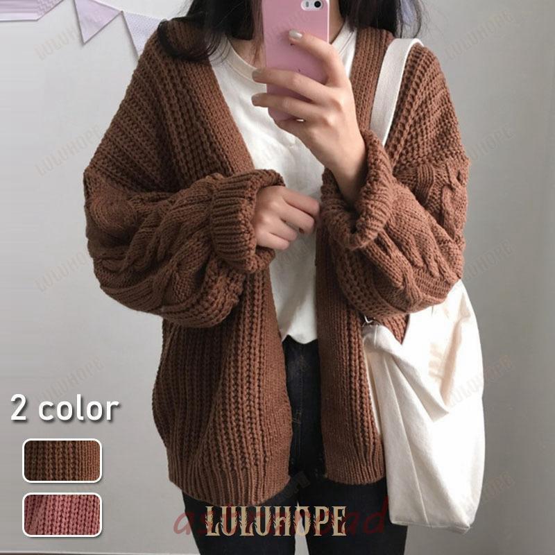 カーディガン 秋物 服 レディース セーター アウター ニット 大き目 