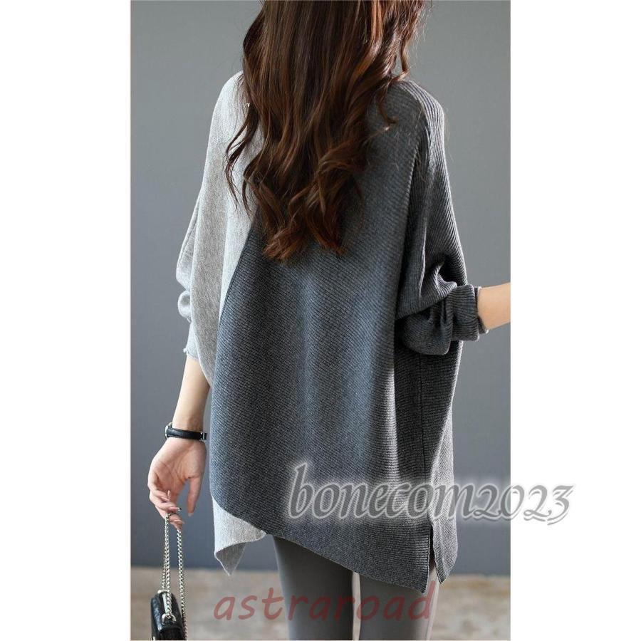 爆買 アシンメトリー ニット レディース セーター vネック ゆったり 秋