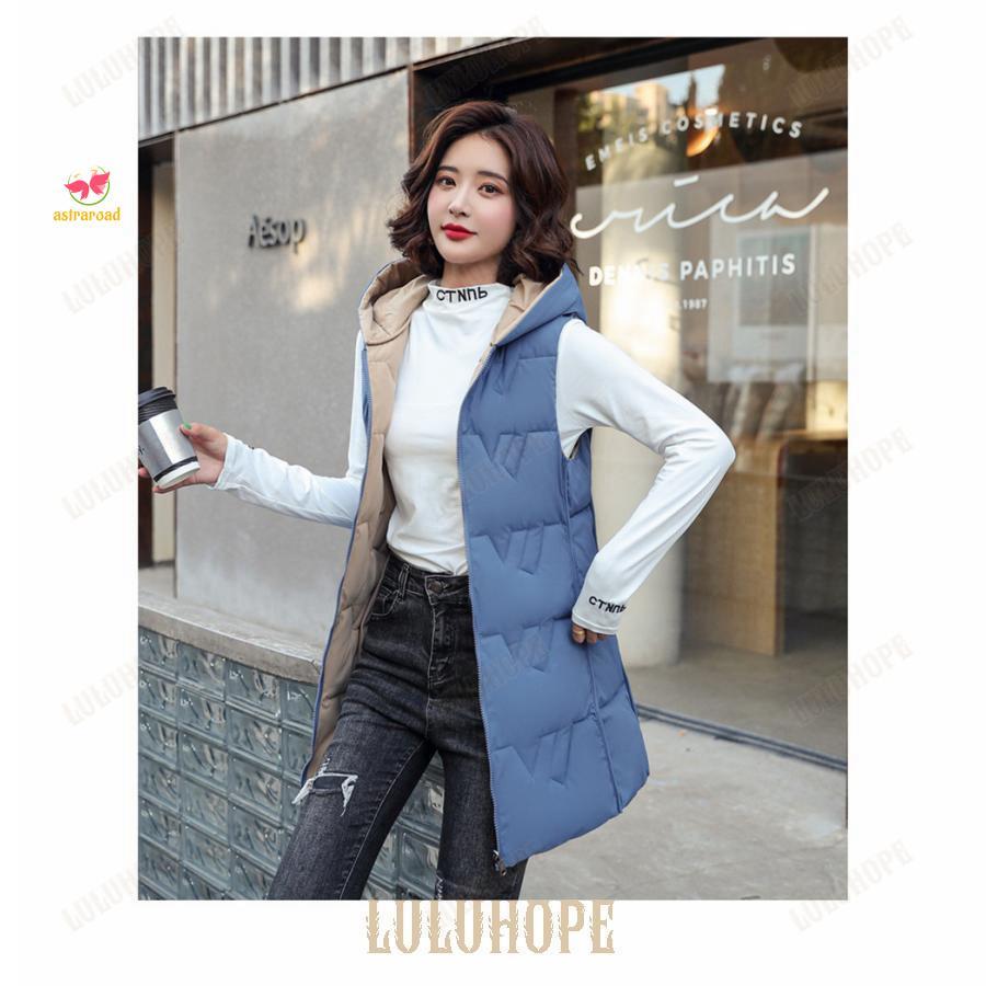 ロングベスト レディース 中綿ベスト 防寒ベスト ジレ フード