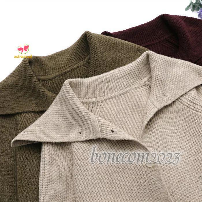 襟付き ニットカーディガン レディース ニット カーディガン 秋