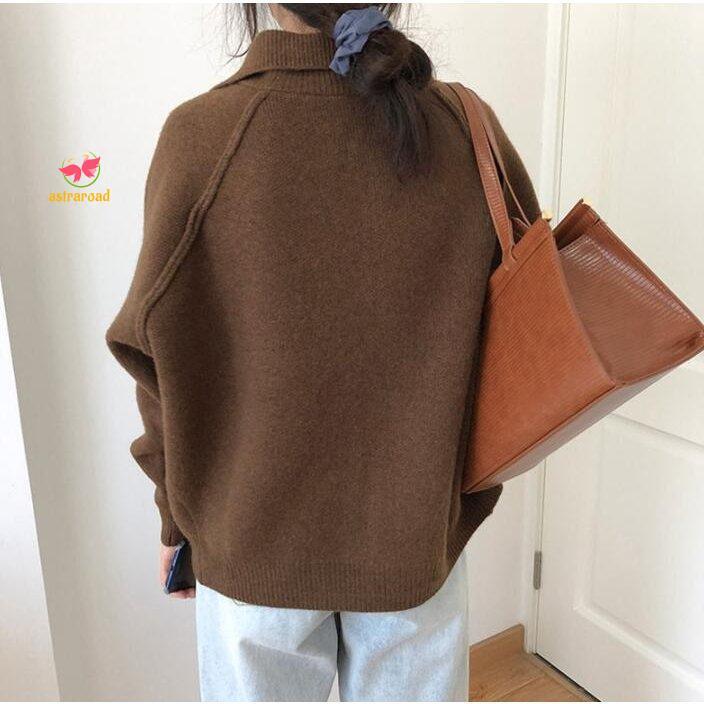 カーディガン レディース ニットカーディガン 秋 折り襟 厚手 防寒