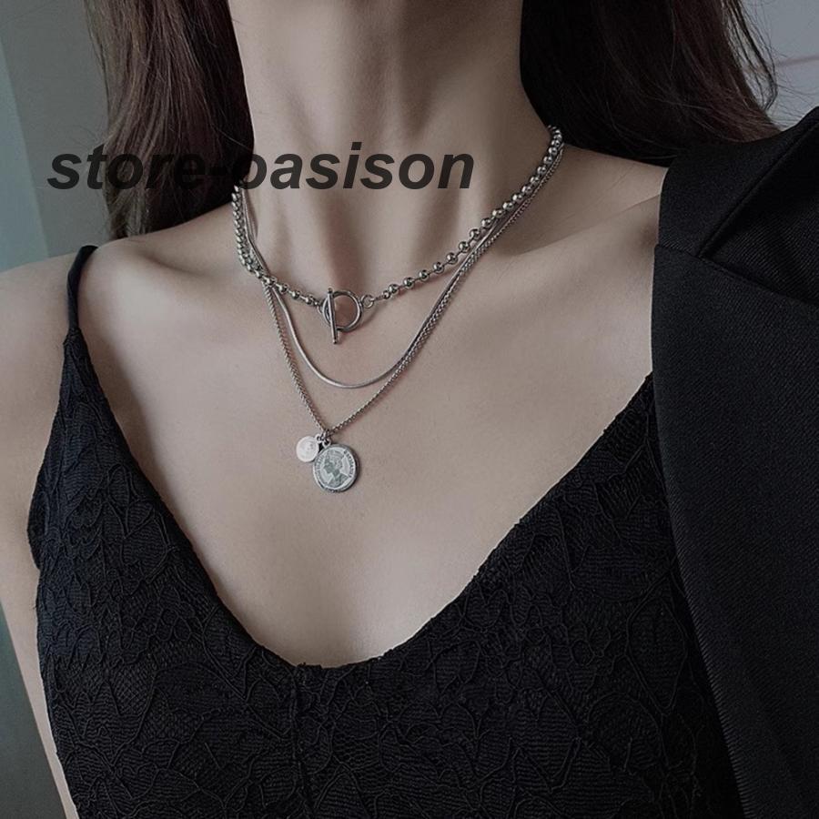 2連 ネックレス レディース 重ね付け チェーンネックレス