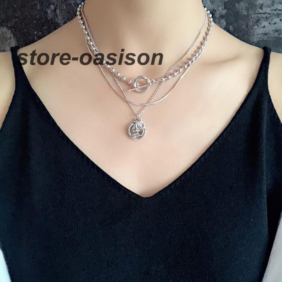 2連 ネックレス レディース 重ね付け チェーンネックレス ペンダント