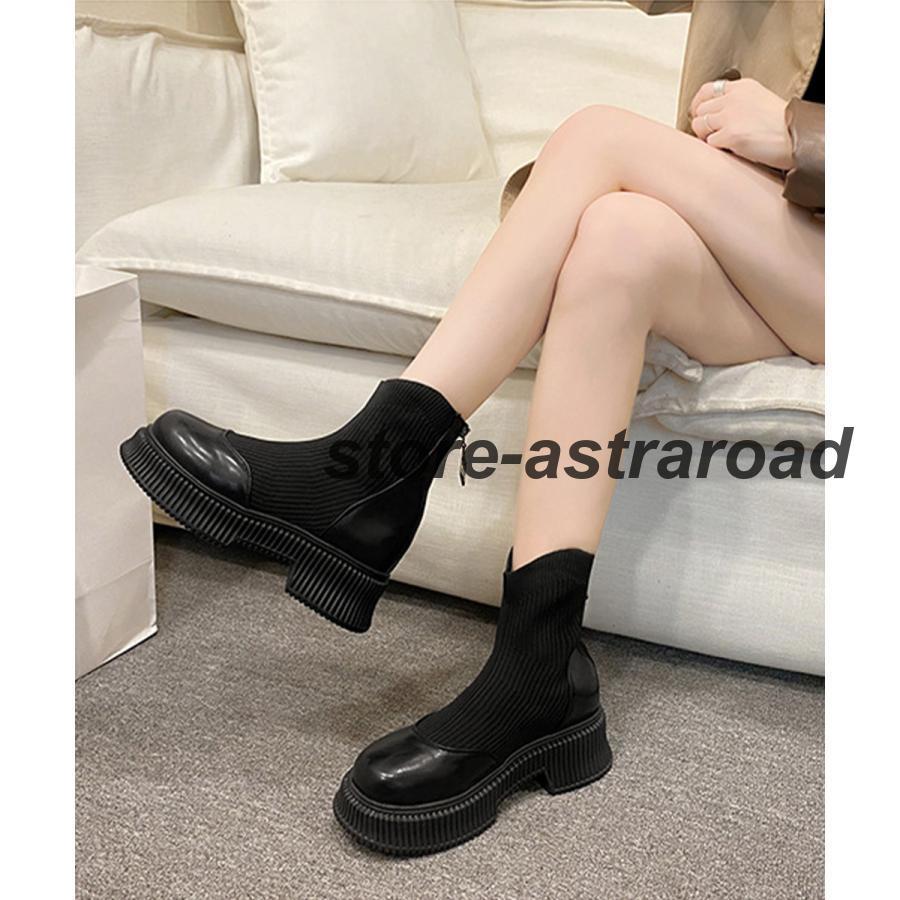 ソックスブーツ レディース 厚底 黒 | ブランド登録なし | 02