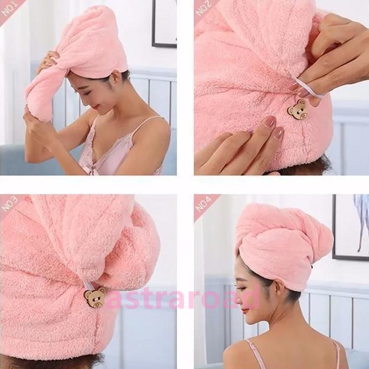 タオルキャップ 2枚セット ヘアタオルキャップ  吸水速乾 ドライキャップ 大人 タオルドライ 髪用 吸水タオル お風呂 バス用品 肉厚マイクロファイ |  | 03