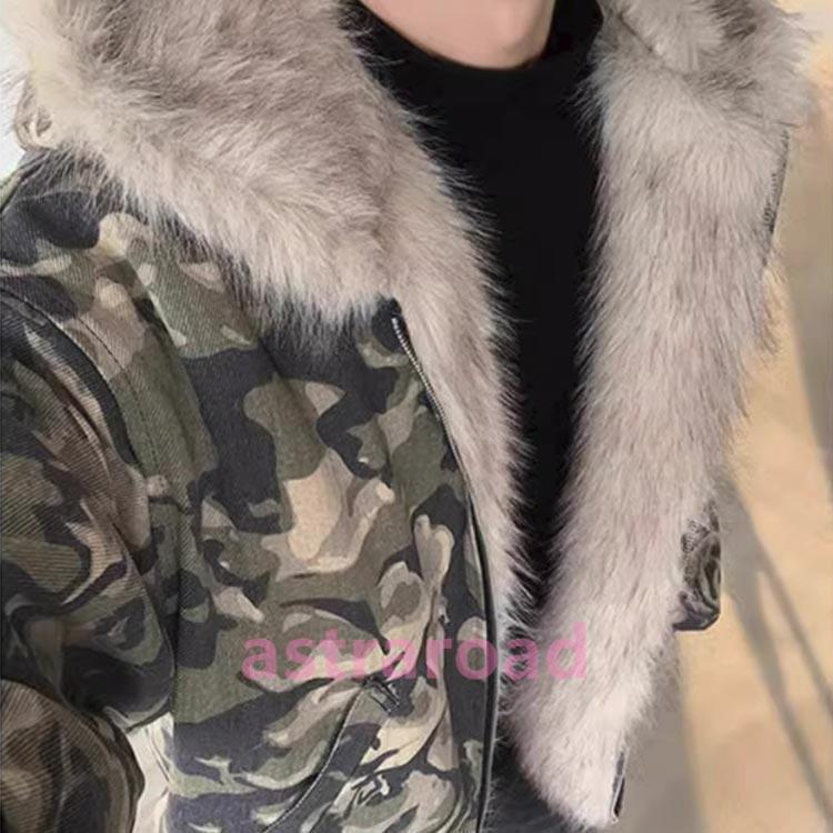 中綿コート ファージャケット 迷彩コート メンズ レデイース 裏ファー