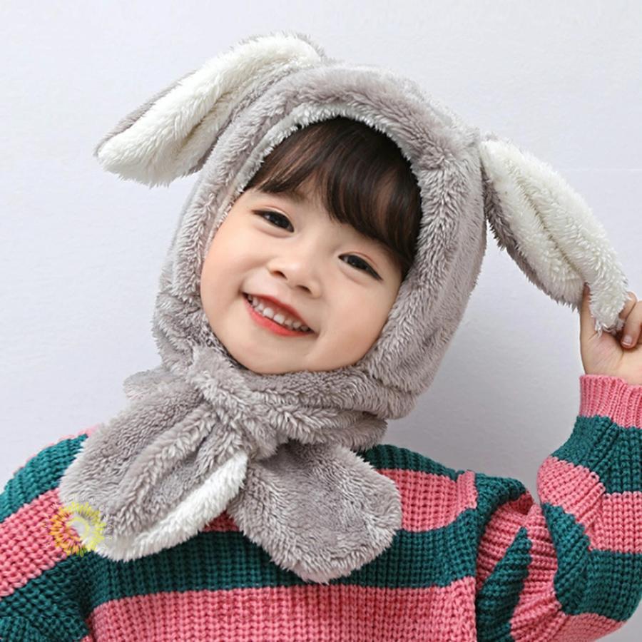 うさぎ くま 被り物 耳付き帽子 ふわふわ もこもこ 子供 ベビー ネック