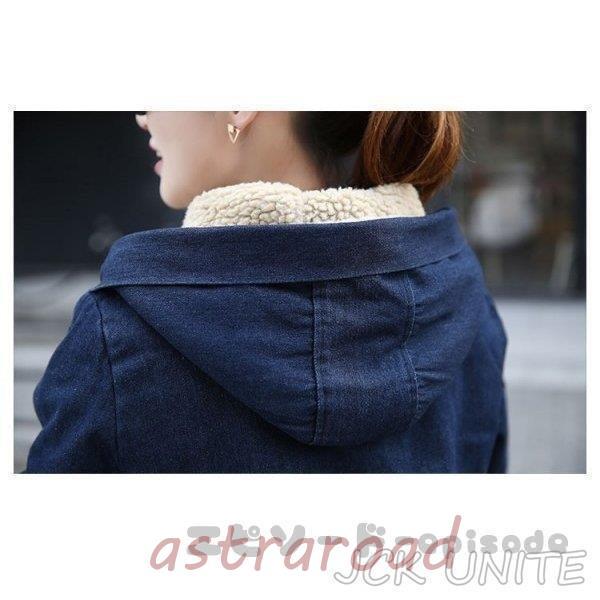 デニムコート レディース アウター ボアジャケット 裏ボア 厚手 ロング