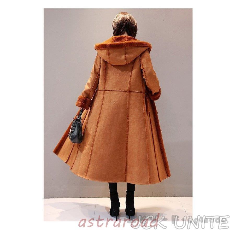 コート レディース ムートンコート 超ロング フード付き 裏ボア