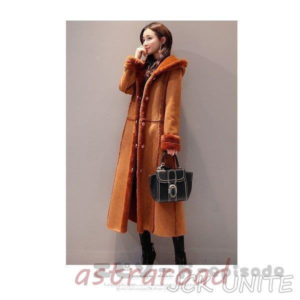 コート レディース ムートンコート 超ロング フード付き 裏ボア
