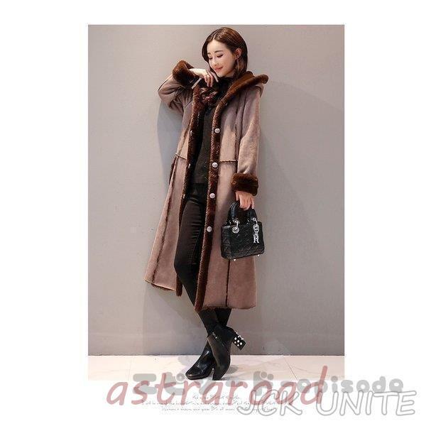 コート レディース ムートンコート 超ロング フード付き 裏ボア