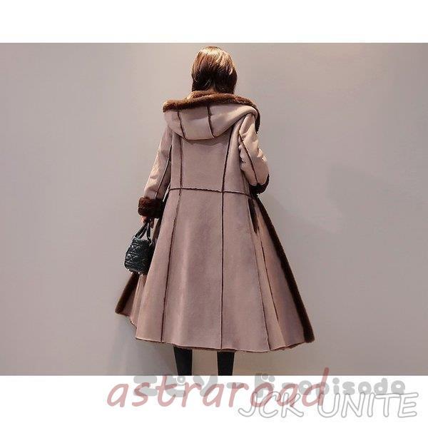 コート レディース ムートンコート 超ロング フード付き 裏ボア