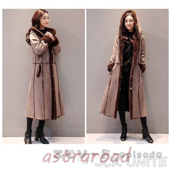 コートレディースムートンコート超ロングフード付き裏ボアフェイ ボアフェイクファーオーバー大きいサイズロングコートアウター冬物上品ファーコート 母の日 プレゼント コート レディース ムートンコート 超ロング フード付き 裏ボア