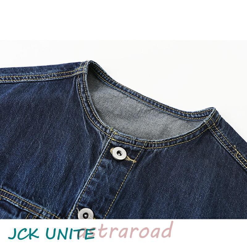 ギャラリービスコンティ ノーカラー デニムジャケット 花ボタン サイズ2 M ギャラリービスコンティ ノーカラー デニムジャケット 花ボタン