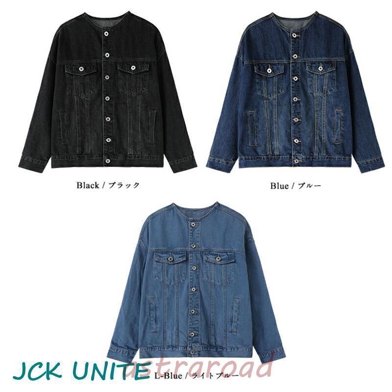 ノーカラー デニムジャケット アウター ビッグサイズ ゆったり ノーカラー デニムジャケット アウター ビッグサイズ ゆったり